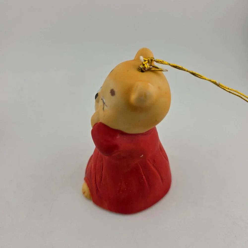 1986 Giftco Mouse‎ in Stocking & Sleepy Bear Nightgown Porcelain Bell Ornaments